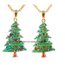 Collier pendentif arbre de Noël en émail (XJW13338)